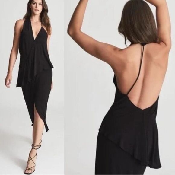 REISS Xena Halterneck Draped Maxi Dress - Picture 8 of 8